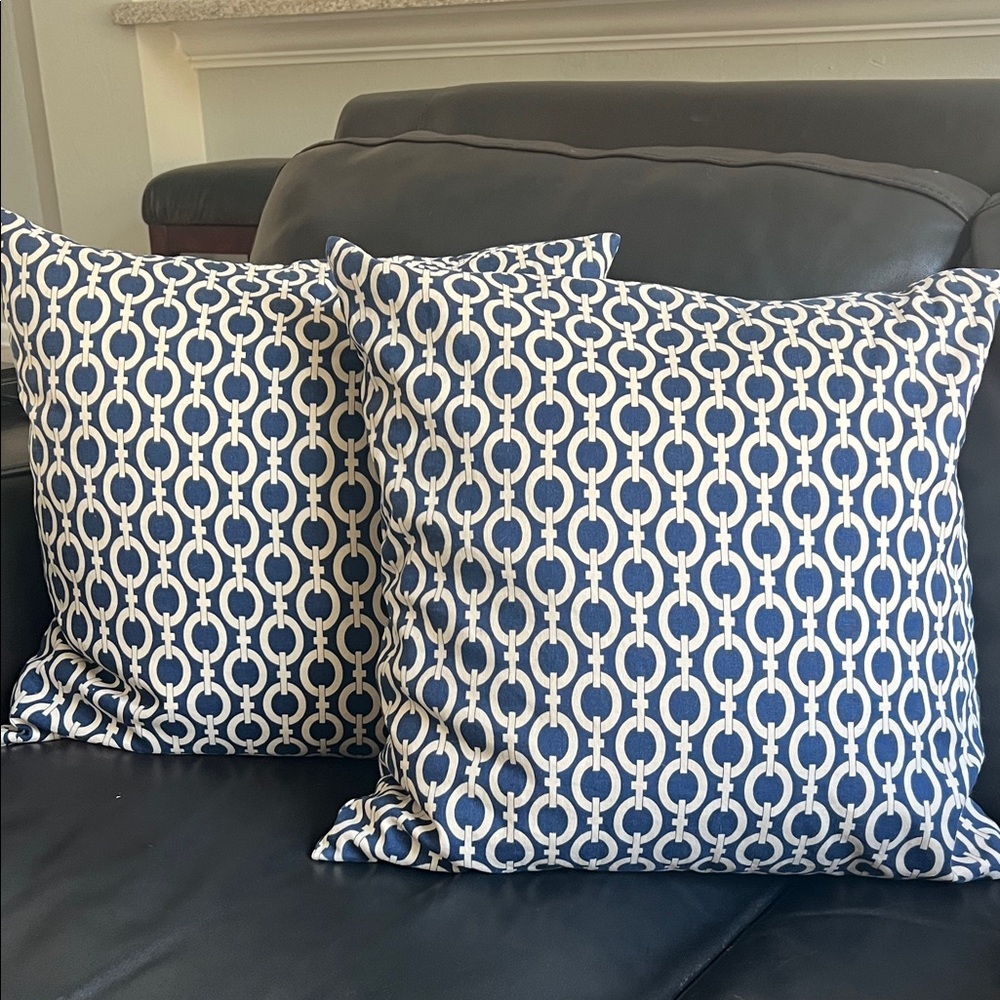 Pottery Barn Chic Navy and Cream Accent Pillows